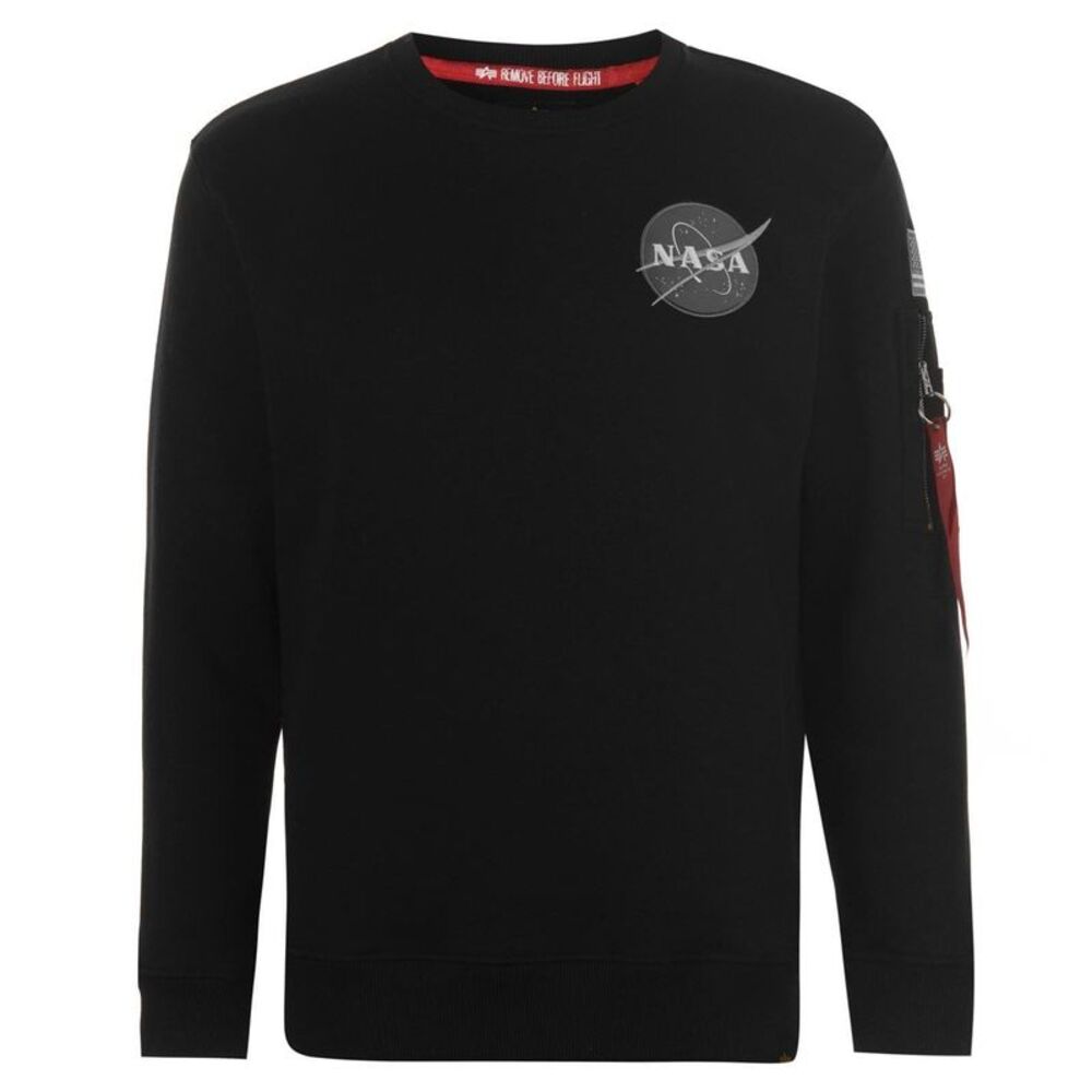 Alpha Unisex Adult NASA Cotton Blend Sweatshirt / Black